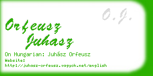 orfeusz juhasz business card